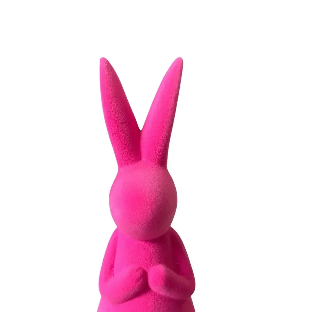 Cynthia Rowley Velvet Bunny Rabbit 12.5in Hot Pink Spring Easter Decor NEW